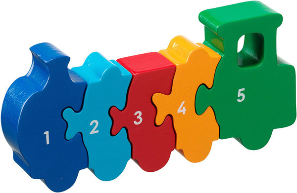 Fair Trade Train 1-5 Puzzle Large train jigsaw puzzle numbers 1 to 5 one to five counting lanka kade fair trade toy toys wooden wood natural fun junction toy shop stop store crieff perth perthshire scotland