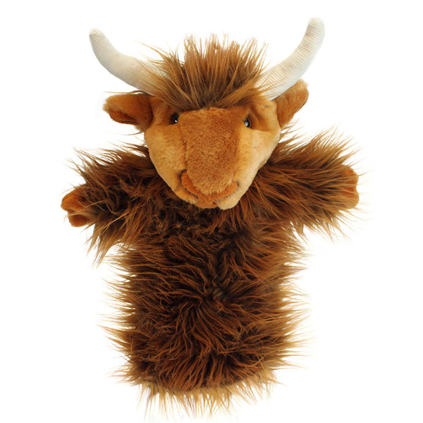 Long Sleeved Highland Cow Large fun junction toy shop crieff perth perthshire scotland puppet company co long sleeved highland cow puppet