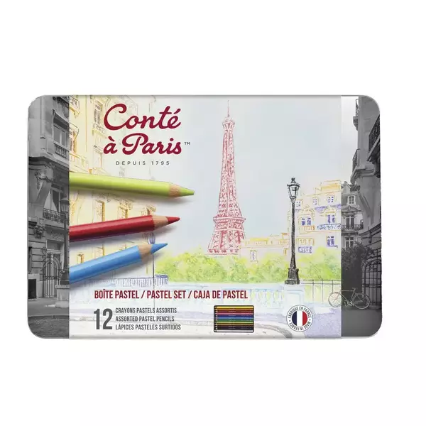 Conte Set Pencil Pastel Pencils Tin x12 Large pastel tin x12