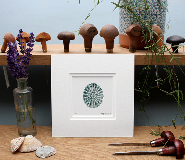 Molly Lemon - Limpet Mounted Wood Engraving Large limpet molly lemon2