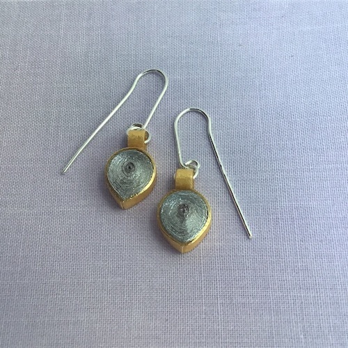 PR36 Silver/gold teardrop charm drop earrings Large pr21