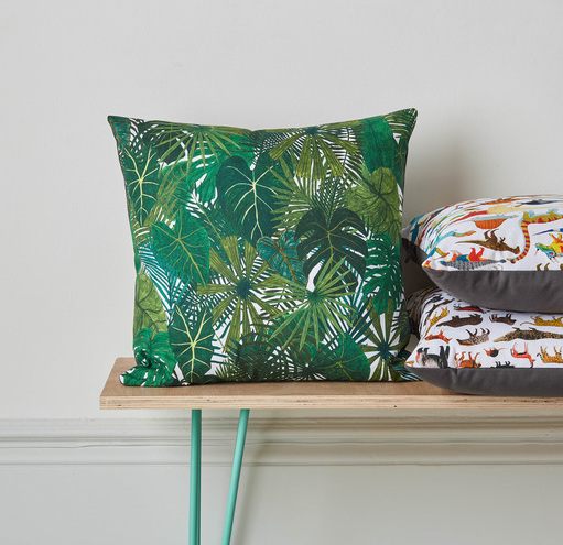 Illustrated Printed Cushions Large cushion leaves botanical plants